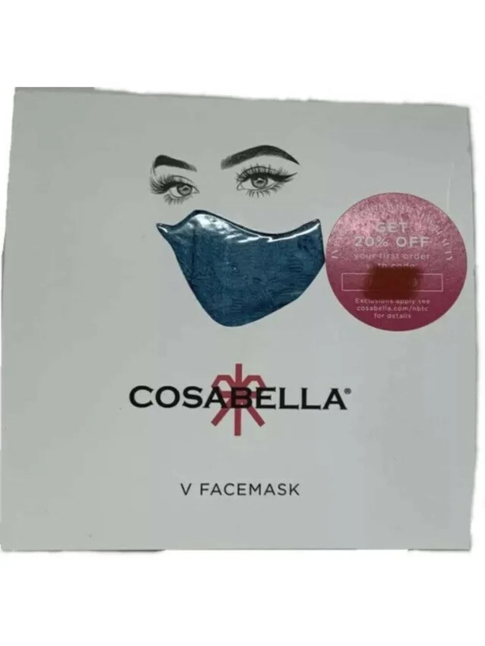 Cosabella Face Mask Never Say Never V in Picasso Blue NEVER9923 Pleated One Size